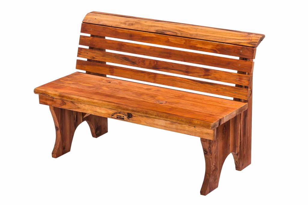 Redwood Bench With Back, No Arms