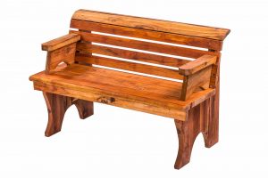 Redwood Bench with Back and Arms