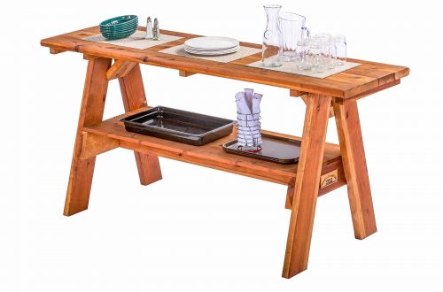 Redwood Serving Table With Supplies
