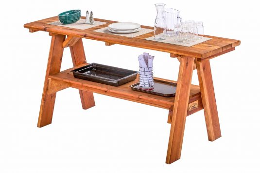 Redwood Serving Table With Supplies